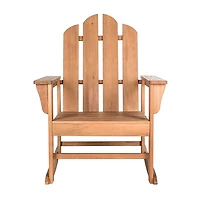 Natural Eucalyptus Wood Slatted Rocking Chair