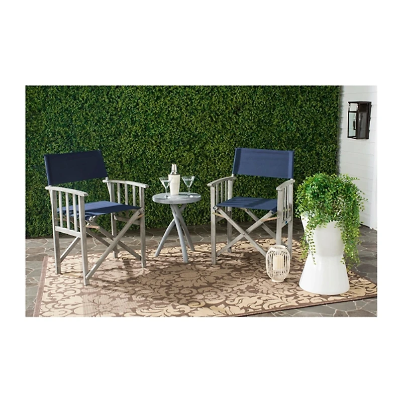 SAFAVIEH Navy Outdoor Director Chairs, Set of 2