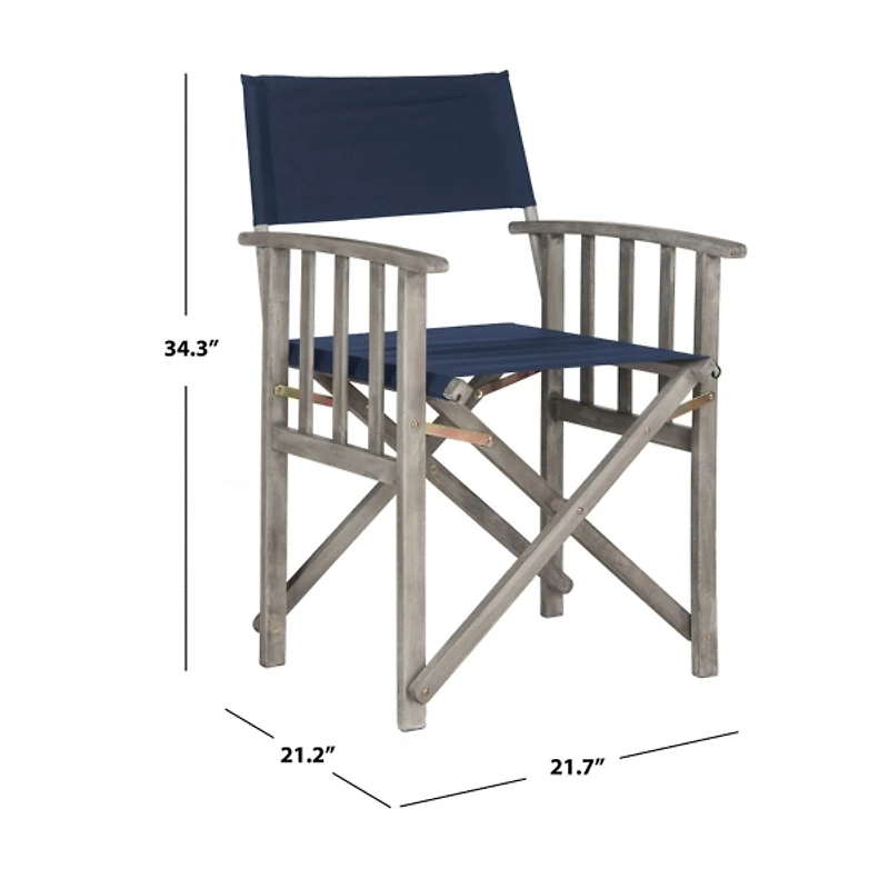 SAFAVIEH Navy Outdoor Director Chairs, Set of 2