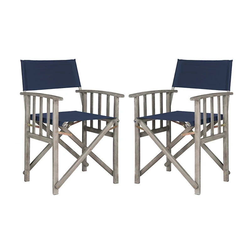 SAFAVIEH Navy Outdoor Director Chairs, Set of 2