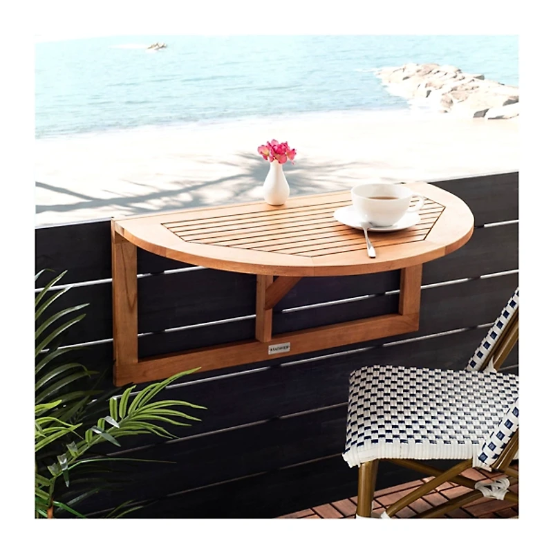 Natural Wood Half Moon Hanging Outdoor Table