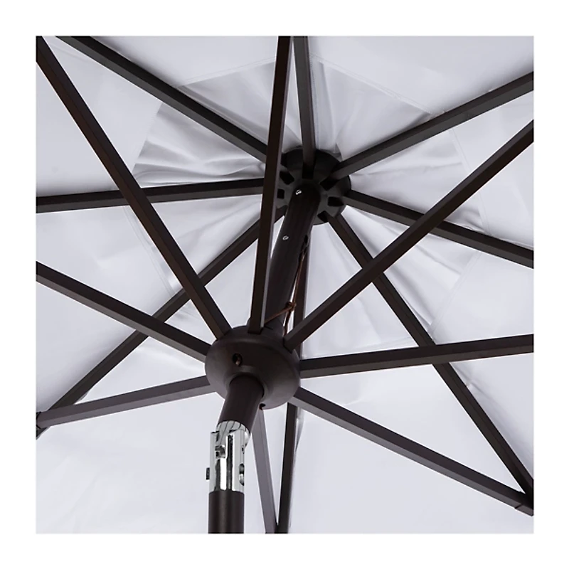 White Tilt Crank 9 ft. Outdoor Metal Umbrella