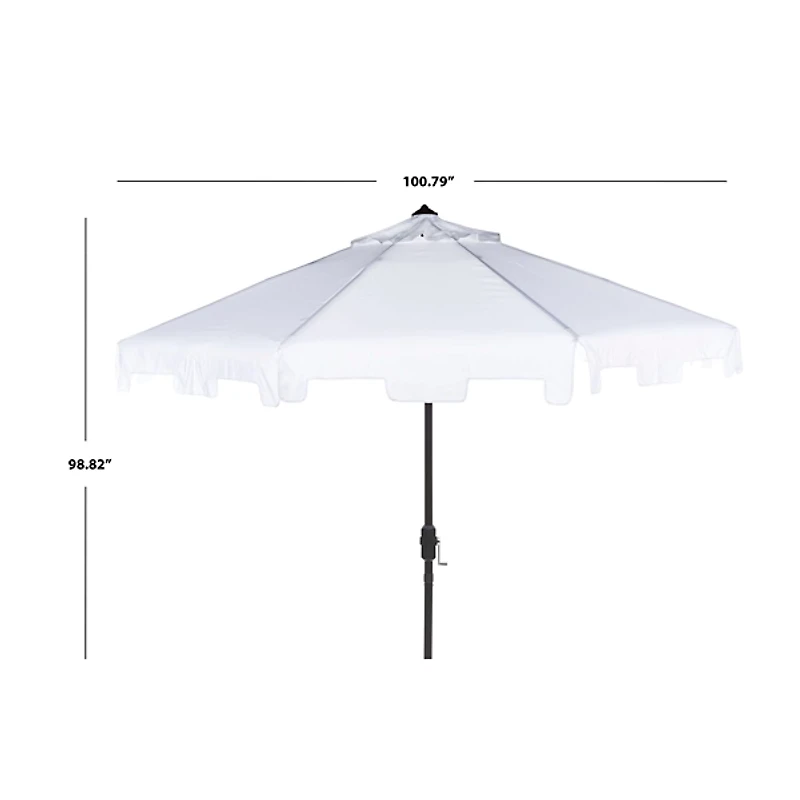 White Tilt Crank 9 ft. Outdoor Metal Umbrella