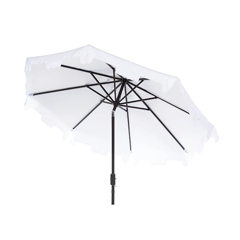 White Tilt Crank 9 ft. Outdoor Metal Umbrella