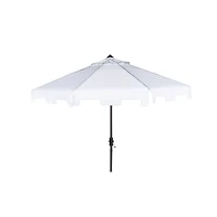 White Tilt Crank 9 ft. Outdoor Metal Umbrella