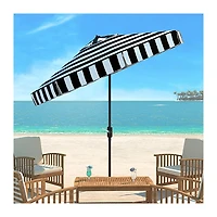 Black Stripe Auto Tilt 9 ft. Outdoor Umbrella