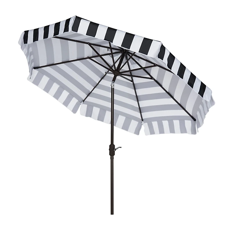 Black Stripe Auto Tilt 9 ft. Outdoor Umbrella