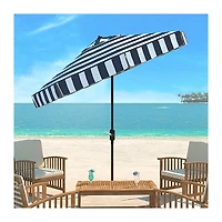 Navy Stripe Auto Tilt 9 ft. Outdoor Umbrella