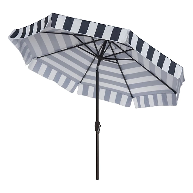 Navy Stripe Auto Tilt 9 ft. Outdoor Umbrella