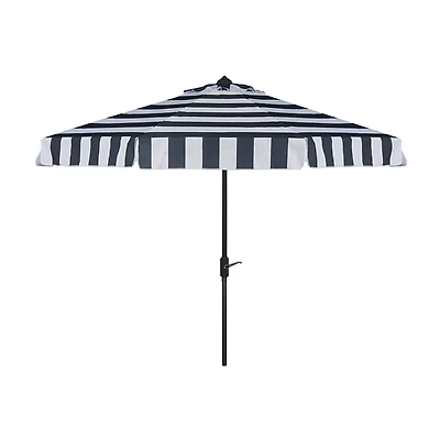 Navy Stripe Auto Tilt 9 ft. Outdoor Umbrella