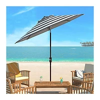 SAFAVIEH Gray Stripe Tilt 9 ft. Outdoor Umbrella