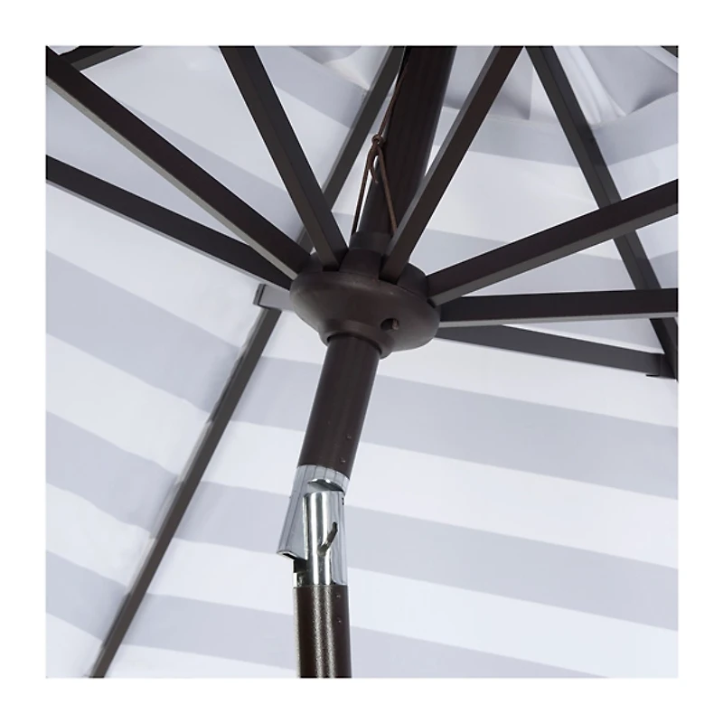 SAFAVIEH Gray Stripe Tilt 9 ft. Outdoor Umbrella