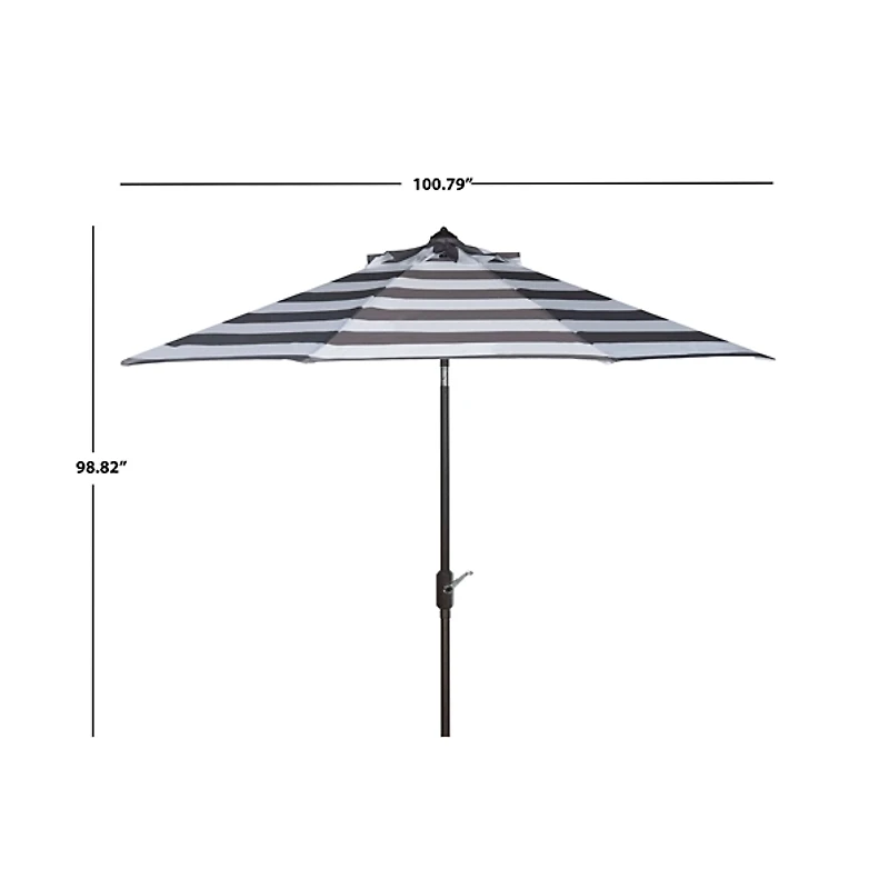 SAFAVIEH Gray Stripe Tilt 9 ft. Outdoor Umbrella
