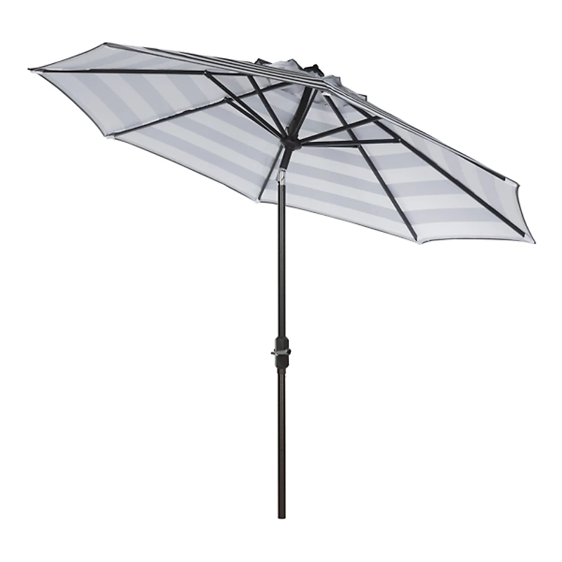 SAFAVIEH Gray Stripe Tilt 9 ft. Outdoor Umbrella