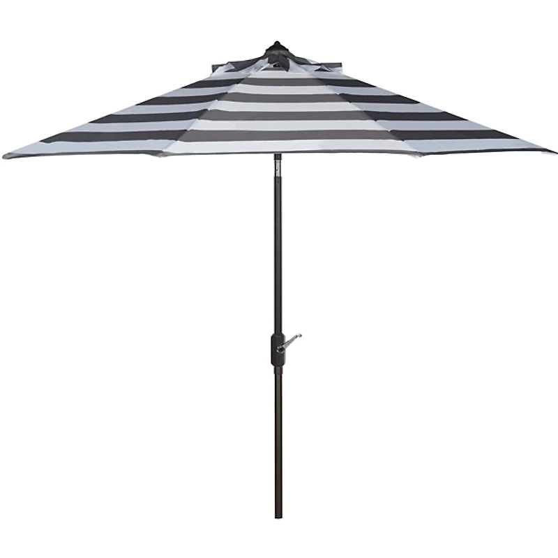 SAFAVIEH Gray Stripe Tilt 9 ft. Outdoor Umbrella