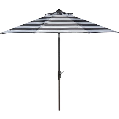 SAFAVIEH Gray Stripe Tilt 9 ft. Outdoor Umbrella