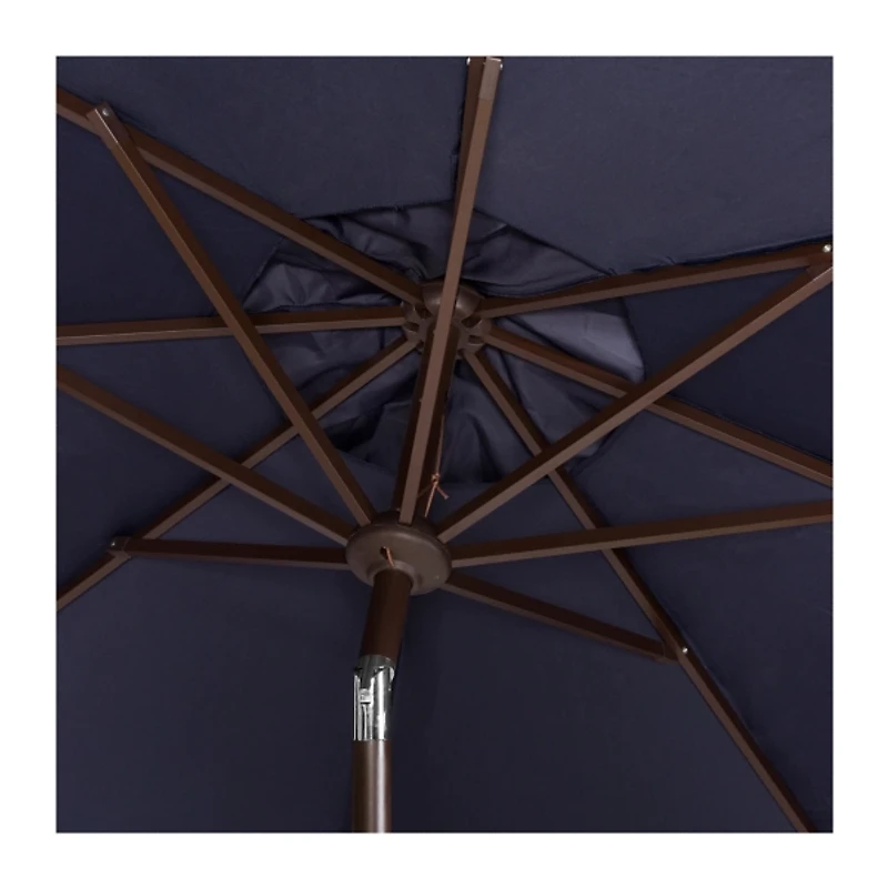 Navy Fringe Tilt Crank 9 ft. Outdoor Umbrella