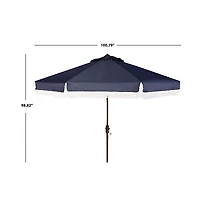 Navy Fringe Tilt Crank 9 ft. Outdoor Umbrella