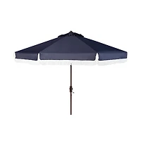 Navy Fringe Tilt Crank 9 ft. Outdoor Umbrella