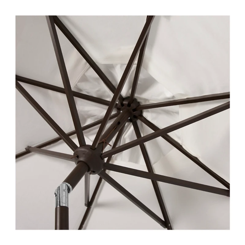 White Fringe Tilt Crank 9 ft. Outdoor Umbrella