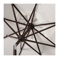 White Fringe Tilt Crank 9 ft. Outdoor Umbrella