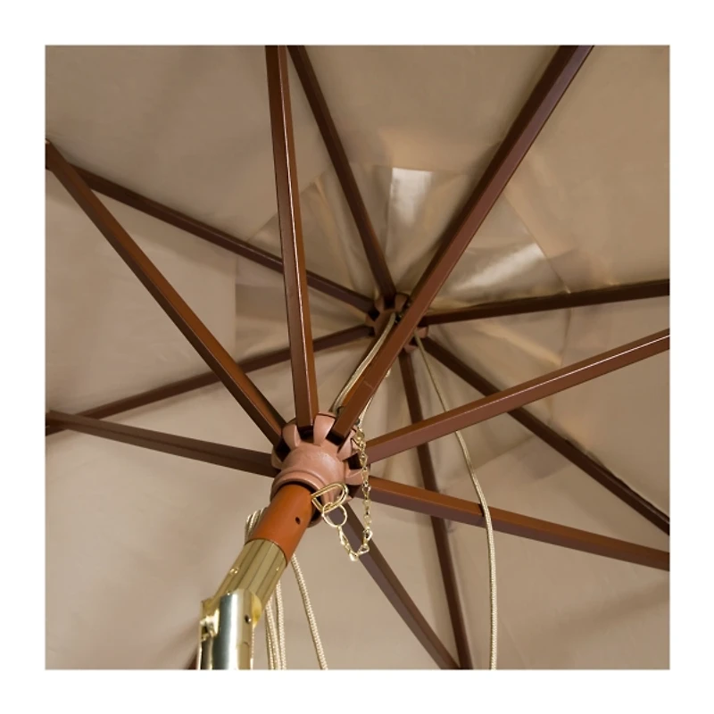 SAFAVIEH Beige 9 ft. Eucalyptus Outdoor Umbrella