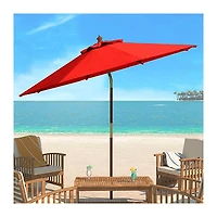 SAFAVIEH Red 9 ft. Eucalyptus Outdoor Umbrella