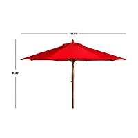SAFAVIEH Red 9 ft. Eucalyptus Outdoor Umbrella