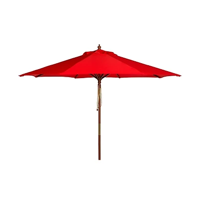 SAFAVIEH Red 9 ft. Eucalyptus Outdoor Umbrella