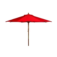 SAFAVIEH Red 9 ft. Eucalyptus Outdoor Umbrella