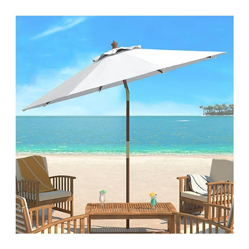 SAFAVIEH White 9 ft. Eucalyptus Outdoor Umbrella
