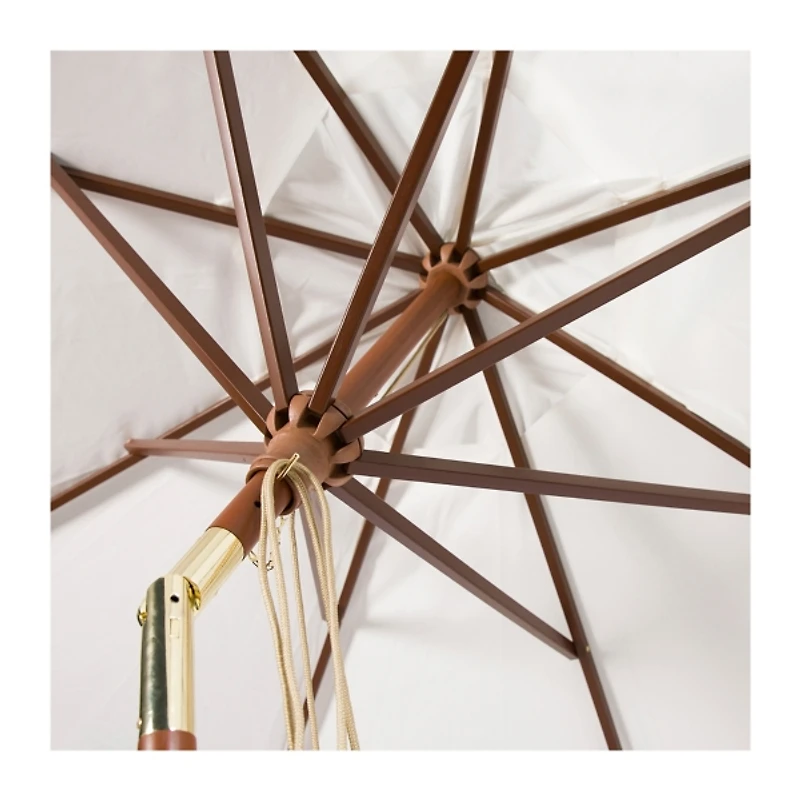 SAFAVIEH White 9 ft. Eucalyptus Outdoor Umbrella