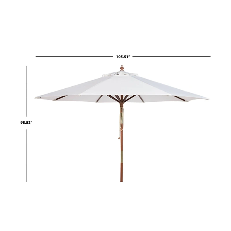 SAFAVIEH White 9 ft. Eucalyptus Outdoor Umbrella