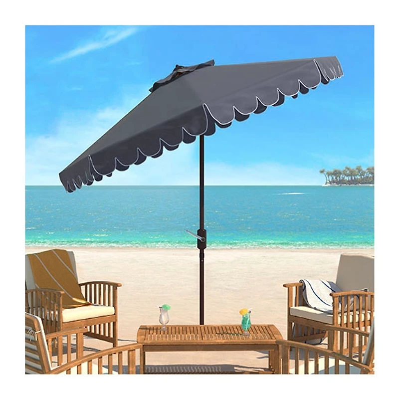 Taupe Scallop Tilt Crank 9 ft. Outdoor Umbrella