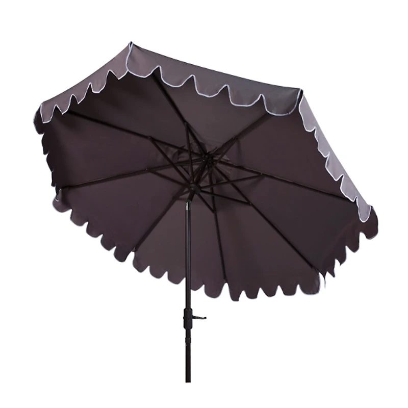 Taupe Scallop Tilt Crank 9 ft. Outdoor Umbrella