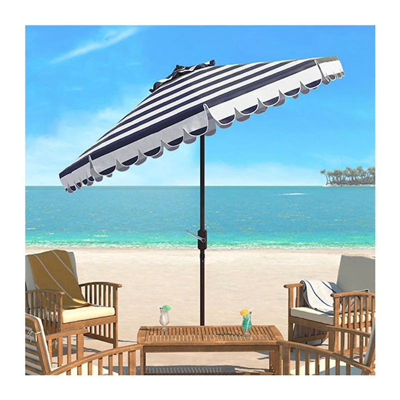 Navy Scallop Tilt Crank 9 ft. Outdoor Umbrella