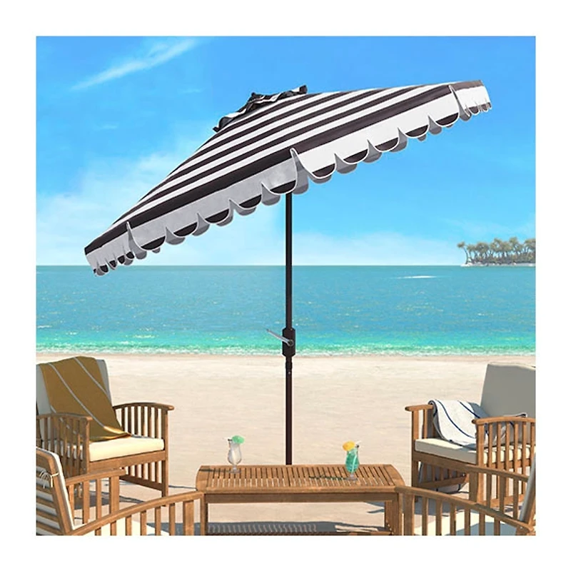 Black Scallop Tilt Crank 9 ft. Outdoor Umbrella