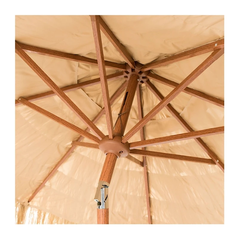 Tan Tiki Crank 9 ft. Outdoor Umbrella