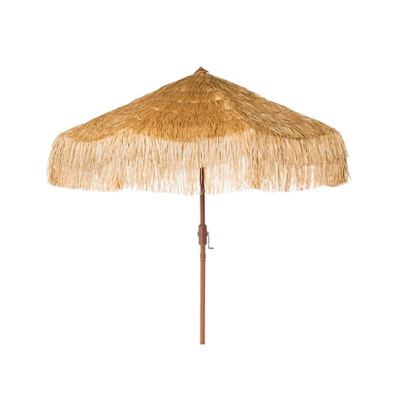 Tan Tiki Crank 9 ft. Outdoor Umbrella