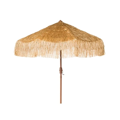 Tan Tiki Crank 9 ft. Outdoor Umbrella