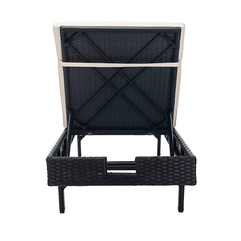 SAFAVIEH Black Wicker Chaise with Beige Cushion