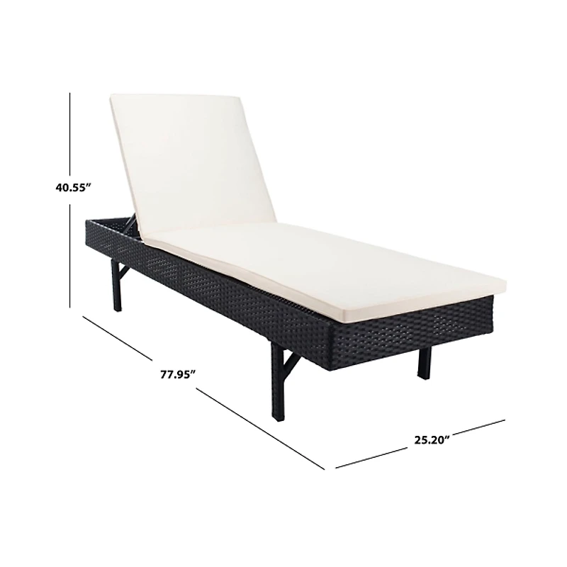 SAFAVIEH Black Wicker Chaise with Beige Cushion