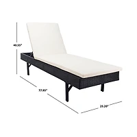 SAFAVIEH Black Wicker Chaise with Beige Cushion
