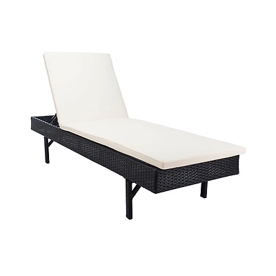 SAFAVIEH Black Wicker Chaise with Beige Cushion