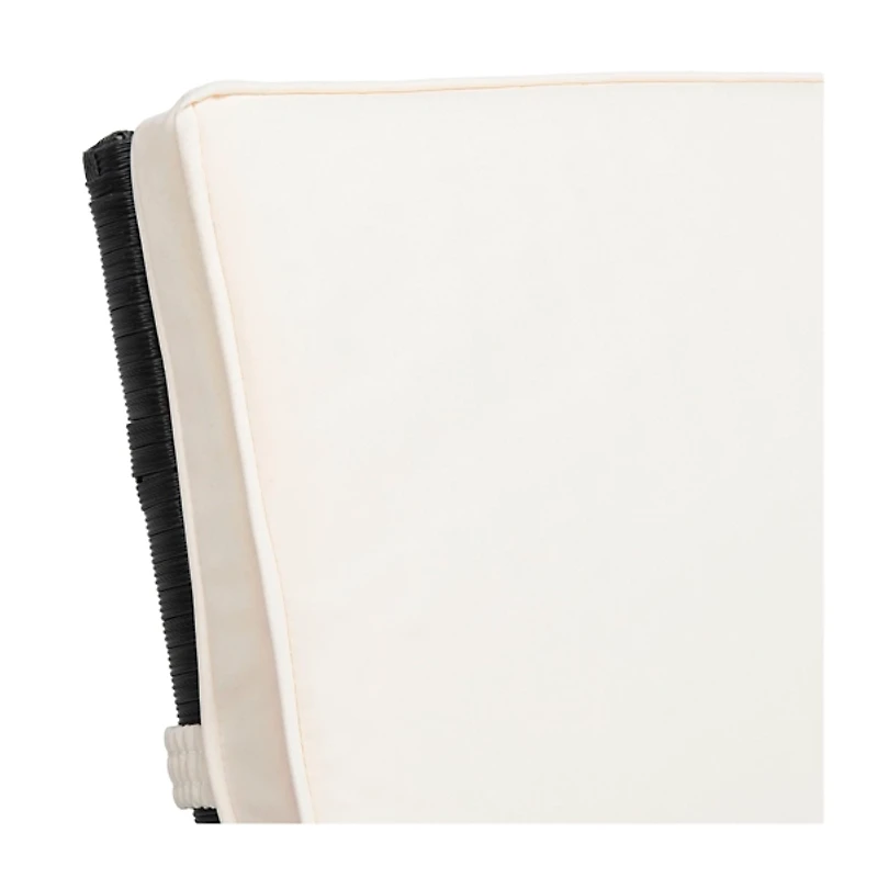 SAFAVIEH Black Wicker Chaise with Beige Cushion