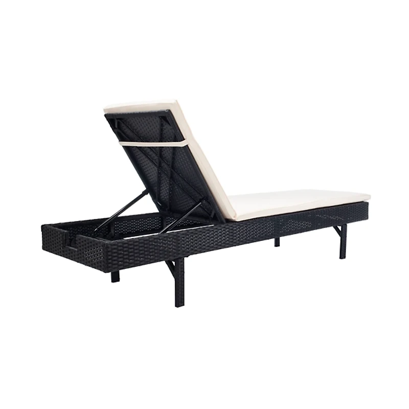SAFAVIEH Black Wicker Chaise with Beige Cushion