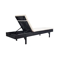 SAFAVIEH Black Wicker Chaise with Beige Cushion