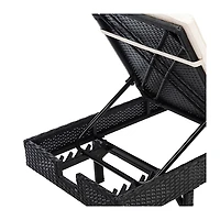 SAFAVIEH Black Wicker Chaise with Beige Cushion