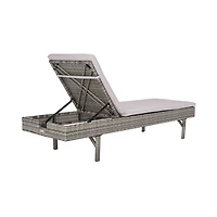 SAFAVIEH Gray Wicker Chaise with Gray Cushion