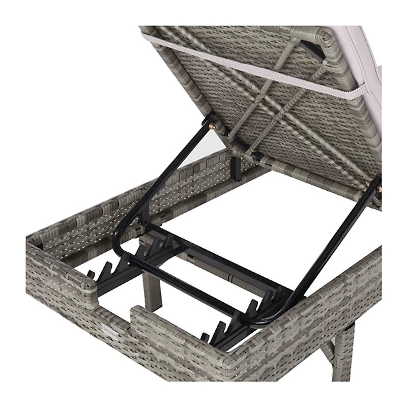 SAFAVIEH Gray Wicker Chaise with Gray Cushion